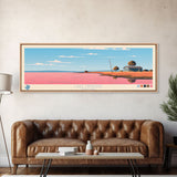 Lake Minatare Nebraska Framed Canvas Print, Panoramic Wall Art, Midcentury Modern, Pop Art, Living Room Decor, Travel Poster