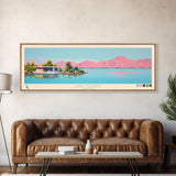 Lake Mohave Arizona Framed Canvas Print, Panoramic Wall Art, Midcentury Modern, Pop Art, Bedroom Art, Travel Poster, Lake House Decor