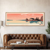 Lake Murray South Carolina Framed Canvas Print, Panoramic Wall Art, Midcentury Modern, Pop Art, Bedroom Art, Travel Poster, Lake House Decor