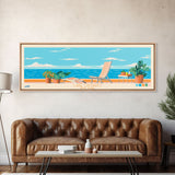 Lake Ontario New York Framed Canvas Print, Panoramic Wall Art, Midcentury Modern, Pop Art, Bedroom Art, Travel Poster, Lake House Decor