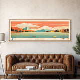 Lake Pepin Minneapolis Framed Canvas Print, Panoramic Wall Art, Midcentury Modern, Pop Art, Bedroom Art, Travel Poster, Lake House Decor