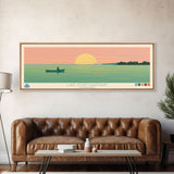 Lake Pontchartrain Louisiana Framed Canvas Print, Panoramic Wall Art, Midcentury Modern, Pop Art, Bedroom Art, Travel Poster, Lake House Decor