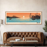 Lake Salvador Louisiana Framed Canvas Print, Panoramic Wall Art, Midcentury Modern, Pop Art, Bedroom Art, Travel Poster, Lake House Decor