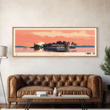 Lake Seminole Florida Framed Canvas Print, Panoramic Wall Art, Midcentury Modern, Pop Art, Bedroom Art, Travel Poster, Lake House Decor