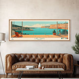 Lake Travis Texas Framed Canvas Print, Panoramic Wall Art, Midcentury Modern, Pop Art, Living Room Decor, Travel Poster, Lake House Art