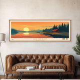 Lake Vermilion, Minneapolis Panoramic Wall Art Framed Canvas Print, Midcentury Modern, Pop Art, Home Decor, Travel Poster, Bedroom Art