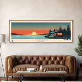 Lake Wanahoo, Nebraska Panoramic Wall Art Framed Canvas Print, Midcentury Modern, Pop Art, Home Decor, Travel Poster, Bedroom Art