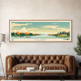 Lake Wingra, Wisconsin Panoramic Wall Art Framed Canvas Print, Midcentury Modern, Pop Art, Home Decor, Travel Poster, Bedroom Art