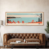 Lake Winnebago, Wisconsin Panoramic Wall Art Framed Canvas Print, Midcentury Modern, Pop Art, Home Decor, Travel Poster, Living Room Art