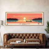 Lake Winnibigoshish, Minnesota Panoramic Wall Art Framed Canvas Print, Midcentury Modern, Pop Art, Home Decor, Travel Poster, Bedroom Art