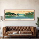 Lake of the Ozarks Missouri Framed Canvas Print, Panoramic Wall Art, Midcentury Modern, Pop Art, Living Room Decor, Travel Poster, Lake House Art