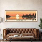 Lake of the Woods Minnesota Framed Canvas Print, Panoramic Wall Art, Midcentury Modern, Pop Art, Bedroom Art, Travel Poster, Lake House Decor