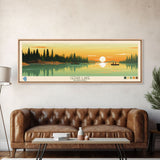 Lakes Cedar, Manitoba Panoramic Wall Art Framed Canvas Print, Midcentury Modern, Pop Art, Home Decor, Travel Poster, Living Room Art