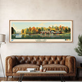 Laurel Lake, Pennsylvania Panoramic Wall Art Framed Canvas Print, Midcentury Modern, Pop Art, Home Decor, Travel Poster, Bedroom Art