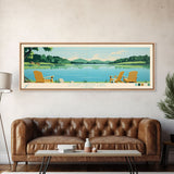 Logan Martin Lake, Alabama Panoramic Wall Art Framed Canvas Print, Midcentury Modern, Pop Art, Home Decor, Travel Poster, Bedroom Art