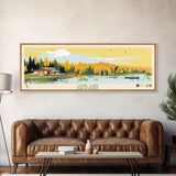 Long Lake, North Dakota Panoramic Wall Art Framed Canvas Print, Midcentury Modern, Pop Art, Home Decor, Travel Poster, Living Room Art