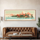 Lower Red Lake, Minnesota Panoramic Wall Art Framed Canvas Print, Midcentury Modern, Pop Art, Home Decor, Travel Poster, Living Room Art