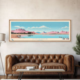 Lyman Reservoir, Arizona Panoramic Wall Art Framed Canvas Print, Midcentury Modern, Pop Art, Home Decor, Travel Poster, Bedroom Art