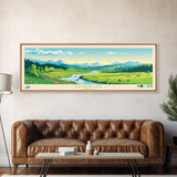 Malheur Lake, Oregon Panoramic Wall Art Framed Canvas Print, Midcentury Modern, Pop Art, Home Decor, Travel Poster, Living Room Art