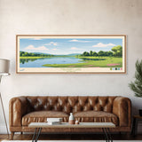 Malvern Lake, Kansas Panoramic Wall Art Framed Canvas Print, Midcentury Modern, Pop Art, Home Decor, Travel Poster, Living Room Art