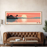 Managua Lake, Managua Leon Panoramic Wall Art Framed Canvas Print, Midcentury Modern, Pop Art, Home Decor, Travel Poster, Bedroom Art