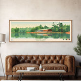 Mercer Lake, New Jersey Panoramic Wall Art Framed Canvas Print, Midcentury Modern, Pop Art, Home Decor, Travel Poster, Bedroom Art