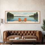 Millwood Lake, Arkansas Framed Canvas Print, Panoramic Wall Art, Midcentury Modern, Pop Art, Home Decor, Travel Poster, Bedroom Art