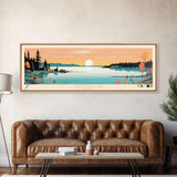 Mistassini Lake, Quebec Framed Canvas Print, Panoramic Wall Art, Midcentury Modern, Pop Art, Home Decor, Travel Poster, Bedroom Art