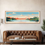 Montreal Lake, Saskatchewan Framed Canvas Print, Panoramic Wall Art, Midcentury Modern, Pop Art, Home Decor, Travel Poster, Living Room Art