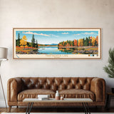 Nahmakanta Lake, Maine Framed Canvas Print, Panoramic Wall Art, Midcentury Modern, Pop Art, Home Decor, Travel Poster, Bedroom Art