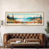 Naknek Lake, Alaska Framed Canvas Print, Panoramic Wall Art, Midcentury Modern, Pop Art, Home Decor, Travel Poster, Living Room Art