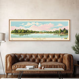 Norfork Lake, Arkansas Framed Canvas Print, Panoramic Wall Art, Midcentury Modern, Pop Art, Home Decor, Travel Poster, Bedroom Art