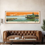 North Moose Lake, Manitoba Framed Canvas Print, Panoramic Wall Art, Midcentury Modern, Pop Art, Home Decor, Travel Poster, Bedroom Art