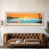 Okamanpeedan Lake (Tuttle Lake), Iowa Framed Canvas Print, Panoramic Wall Art, Midcentury Modern, Pop Art, Home Decor, Travel Poster, Bedroom Art