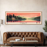 Pakwash Lake, Ontario Framed Canvas Print, Panoramic Wall Art, Midcentury Modern, Pop Art, Home Decor, Travel Poster, Bedroom Art