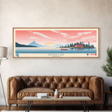 Paulina Lake, Oregon Framed Canvas Print, Panoramic Wall Art, Midcentury Modern, Pop Art, Home Decor, Travel Poster, Living Room Art