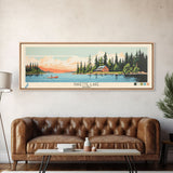 Payette Lake, Idaho Framed Canvas Print, Panoramic Wall Art, Midcentury Modern, Pop Art, Home Decor, Travel Poster, Living Room Art