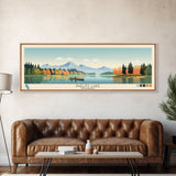 Phelps Lake, Wyoming Framed Canvas Print, Panoramic Wall Art, Midcentury Modern, Pop Art, Home Decor, Travel Poster, Bedroom Art