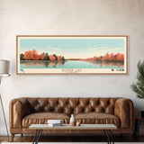 Radner Lake, Tennessee Framed Canvas Print, Living Room Art, Midcentury Modern, Panoramic Travel Poster, Pop Art, Wall Art