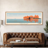 Randleman Lake, North Carolina Framed Canvas Print, Living Room Art, Midcentury Modern, Panoramic Wall Art, Pop Art, Travel Poster