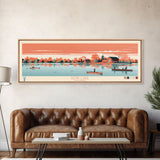 Rend Lake, Illinois Framed Canvas Print, Panoramic Wall Art, Midcentury Modern Decor, Home Decoration, Pop Art, Travel Poster