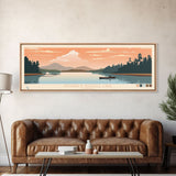 Richard B. Russell Lake, Georgia Framed Canvas Print, Panoramic Travel Poster, Midcentury Modern Art, Living Room Decor, Pop Art, Wall Art