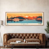 Sechrist Lake, Indiana Framed Canvas Print, Panoramic Travel Poster, Midcentury Modern Art, Living Room Decor, Pop Art, Wall Decoration