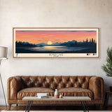 Sevier Lake, Utah Framed Canvas Print, Panoramic Travel Poster, Midcentury Modern Art, Home Decor, Pop Art, Wall Decoration