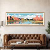 Tony Grove Lake, Utah Framed Canvas Print, Lake House Decor, Midcentury Modern Art, Pop Art, Travel Poster, Living Room Wall Art