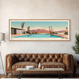 Willow Springs Lake, Arizona Panoramic Framed Canvas Print, Lake House Art, Midcentury Modern Decor, Pop Art, Travel Poster, Bedroom Wall Art