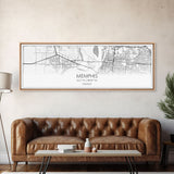 Panoramic Memphis City Map, Tennessee Art, Map Print, Minimalist Wall Art, Canvas Art, Housewarming Gift, Street Map Art, Closing Gift