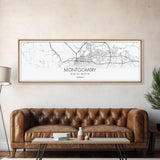 Panoramic Montgomery City Map, Alabama Art, Map Print, Minimalist Wall Art, Canvas Art, Housewarming Gift, Street Map Art, Closing Gift