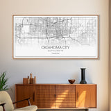 Oklahoma City Map, Oklahoma Art, Map Print, Minimalist Wall Art, Wall Art, Canvas Art, Panoramic Art, Farmhouse Décor, Real Estate Gift