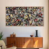 Jackson Pollock inspired Abstract canvas print of painting, original art canvas, framed wall art, retro Midcentury style abstract wall arrt